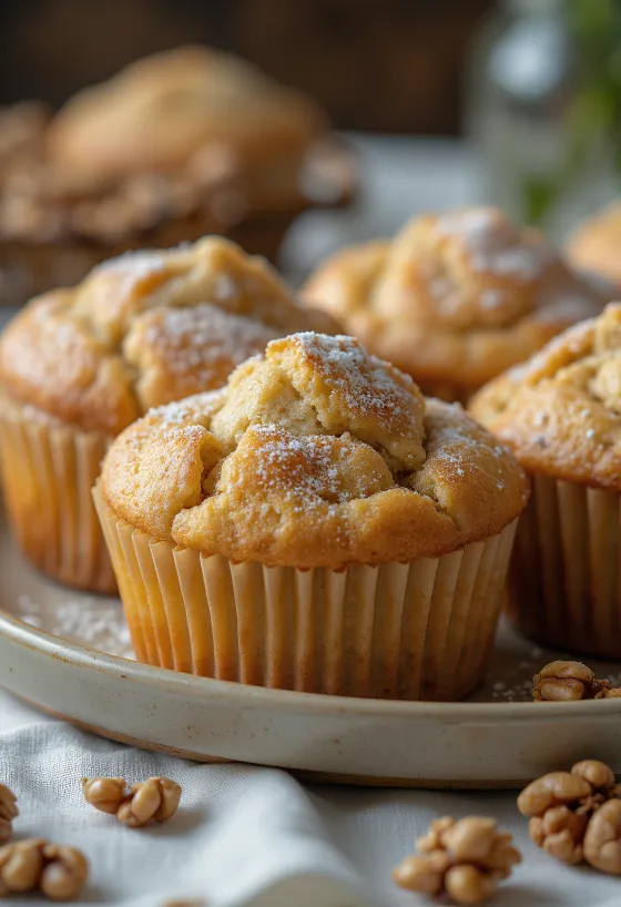 Skořicovo-ořechové muffiny servírované