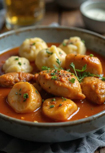 Křepelčí perkelt servírovaný