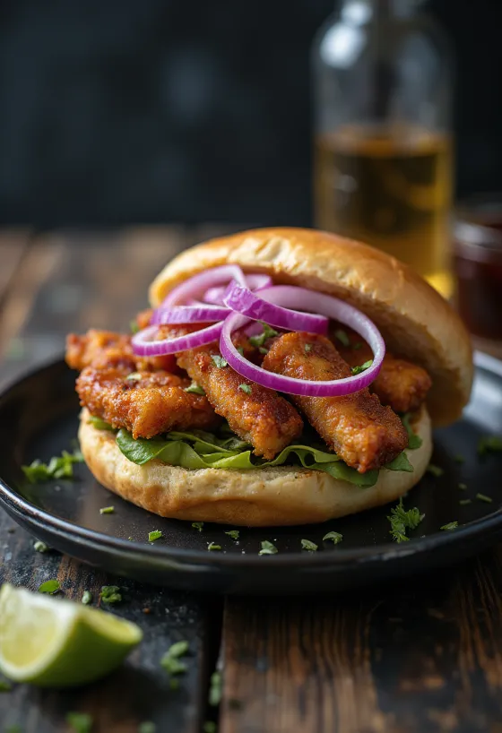Pan con chicharrón s křupavým chlebem, vepřovým masem a koriandrem