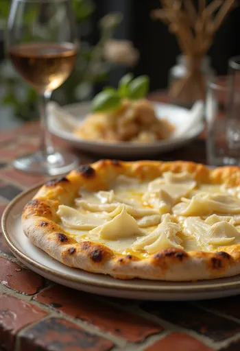 Pizza al Tartufo Bianco s bílým lanýžem a sýry
