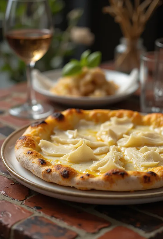 Pizza al Tartufo Bianco s bílým lanýžem a sýry