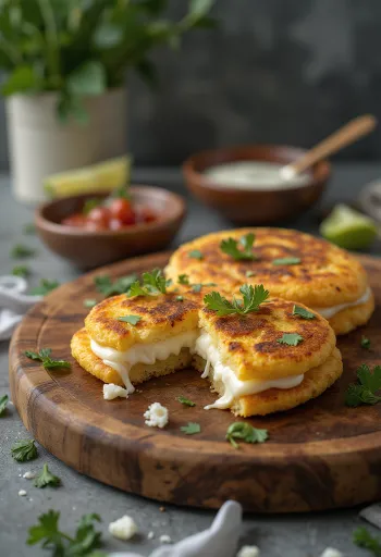 Venezuelské a kolumbijské arepas plněné sýrem a kuřecím masem