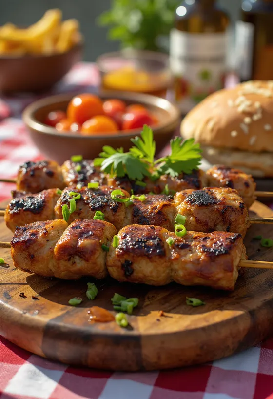 Velbloudí kebab servírovaný s čerstvým salátem a pita chlebem.