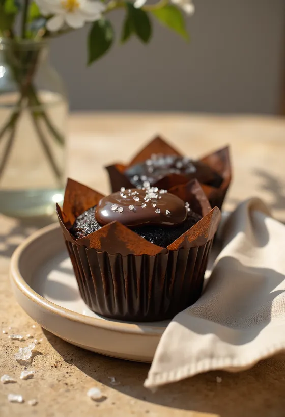 Bezlepkové čokoládové cupcaky servírované