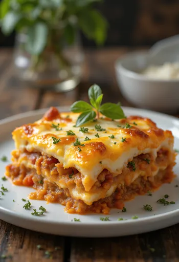 Klasická Moussaka s vrstvami masa a tvarohu