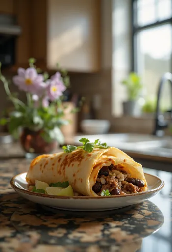 Hovězí burrito s rýží, černými fazolemi a sýrem čedar