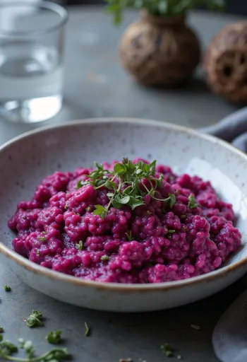 Veganské řepové rizoto při podávání