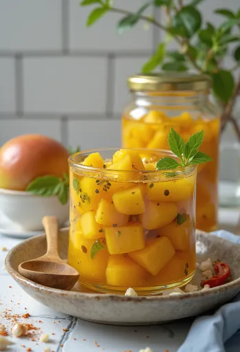 Achar indická nakládaná zelenina ve sklenici