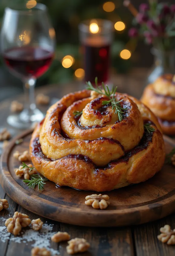 Trdelník se svařeným vínem servírovaný