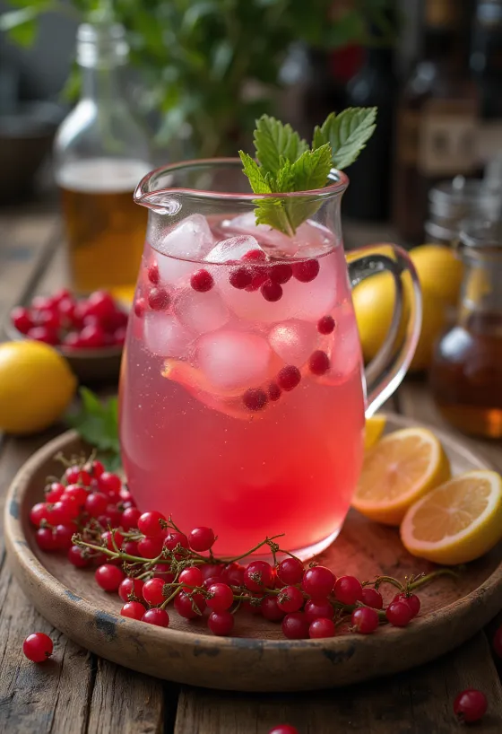 Rybízová limonáda servírovaná ve sklenici