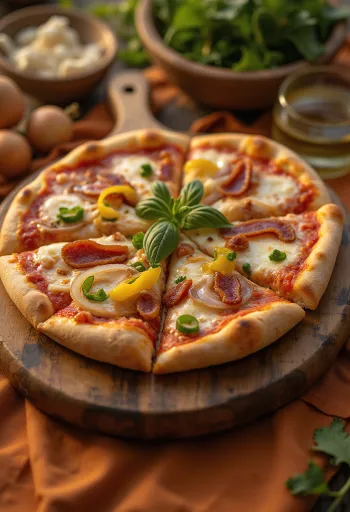 Čerstvě upečená venkovská pizza