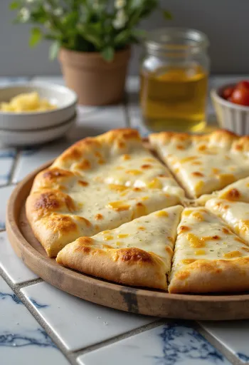 Pizza alla Crema s krémovým sýrem a bazalkou