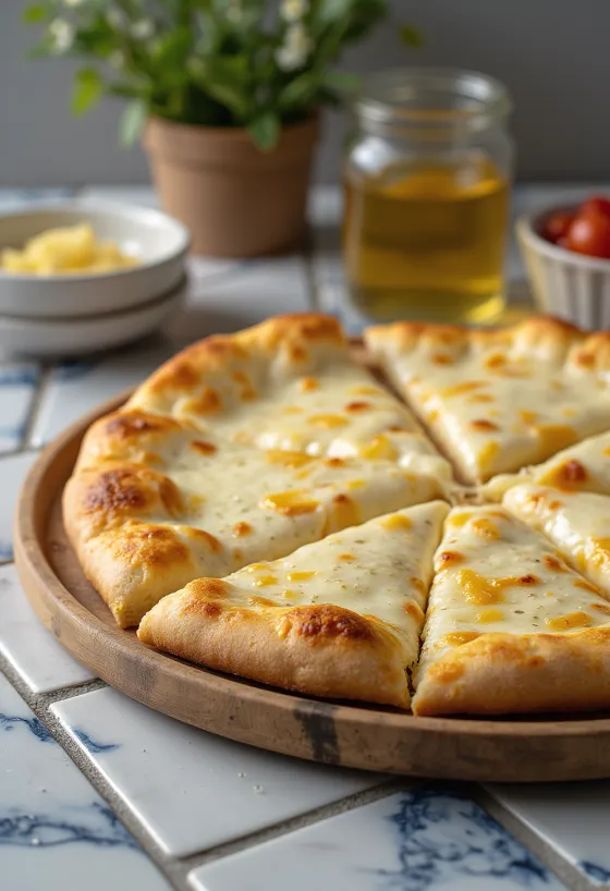 Pizza alla Crema s krémovým sýrem a bazalkou