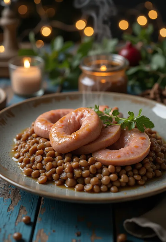 Cotechino, italská klobása servírovaná s čočkou