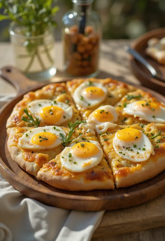Pizza Sabich servírovaná