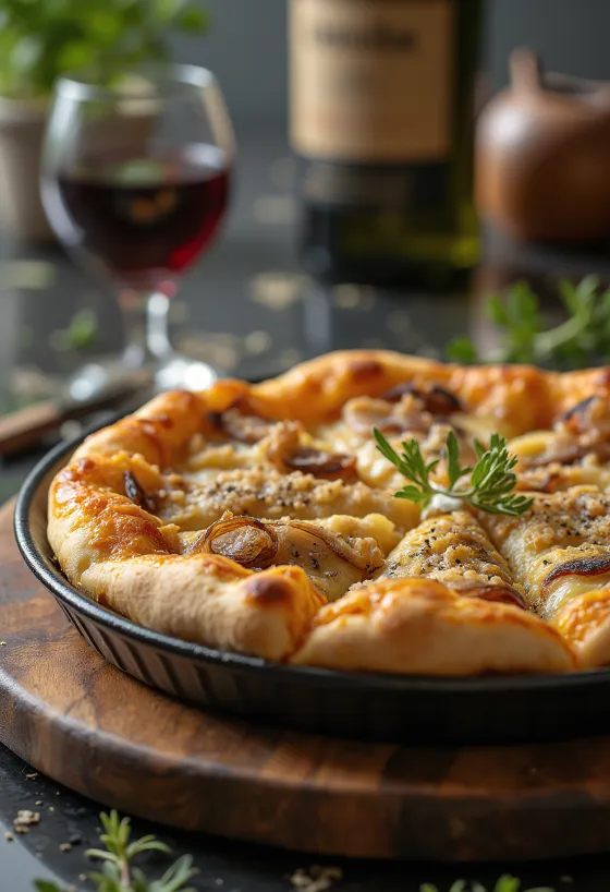 Pizza Sfincione se sicilským silným těstem a sladkou cibulí