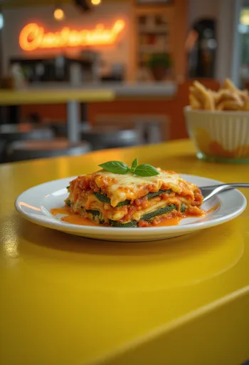 Veganské lasagne s cuketovými pláty, čočkovou rajskou omáčkou
