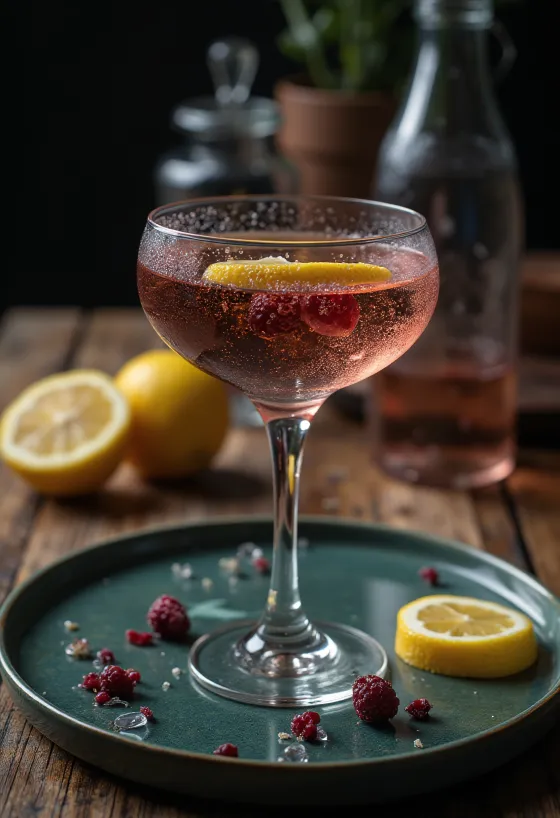 Bezové šampaňské s čerstvým citronem a mátovými lístky