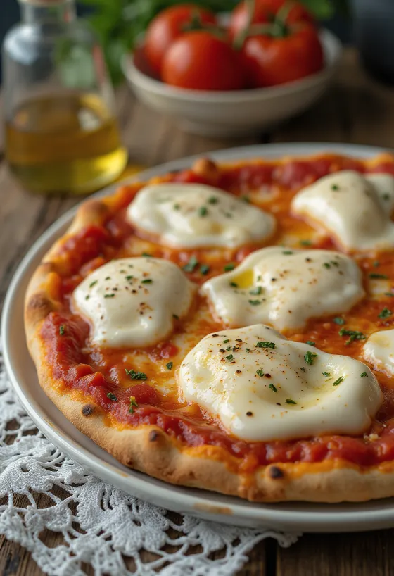 Pizza alla Mozzarella di Bufala s buvolí mozzarellou a bazalkou