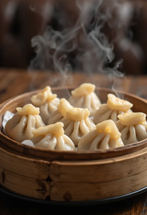Dim sum s vepřovým masem servírované