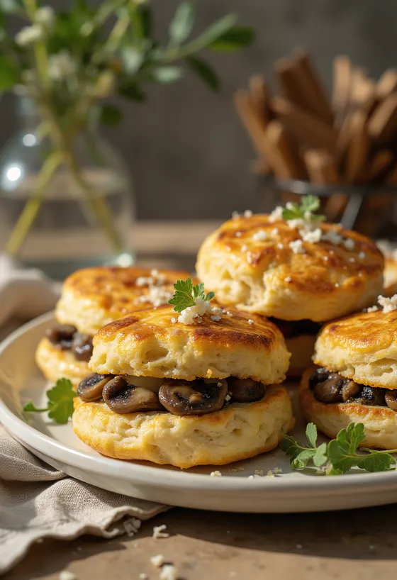 Houbové pagáče na talíři