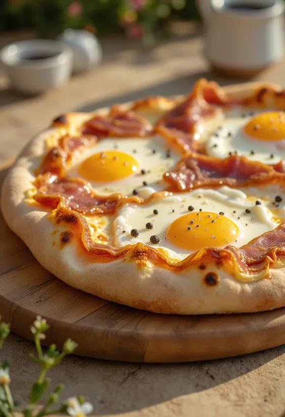 Pizza alla Pancetta e Uova se slaninou a vejcem