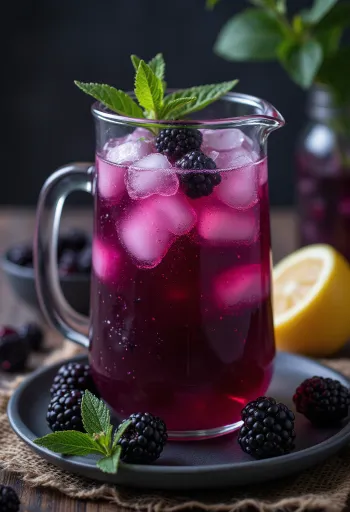 Ostružinová limonáda servírovaná ve sklenici