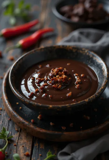 Chilli čokoládová omáčka servírovaná
