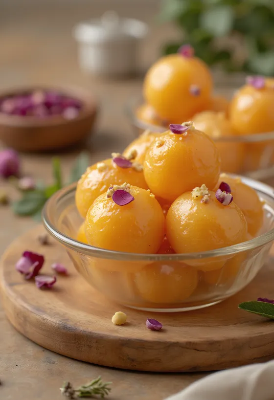 Gulab Jamun se sušeným mlékem, indická sladkost namočená v sirupu