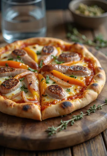 Pizza Viennese s vídeňskými párky, paprikou a mozzarellou