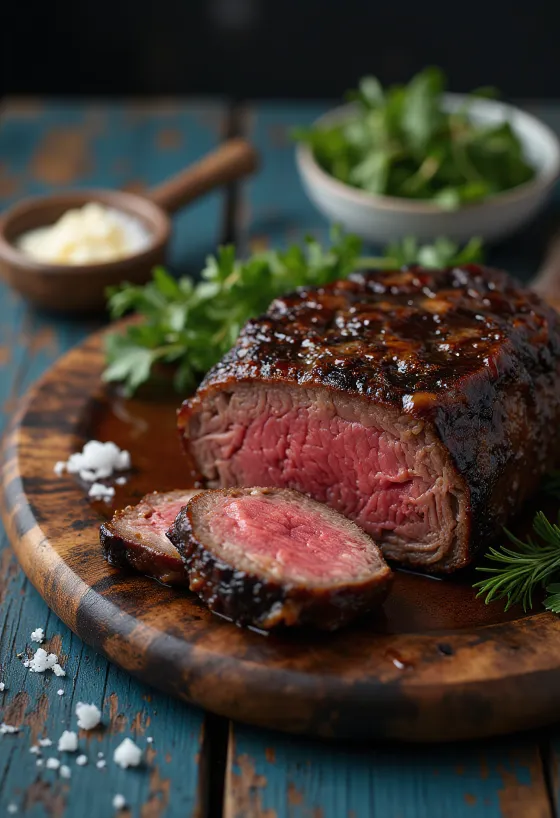 BBQ steak servírovaný se šťávou