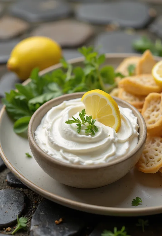 Citronová koprová omáčka se zakysanou smetanou servírovaná