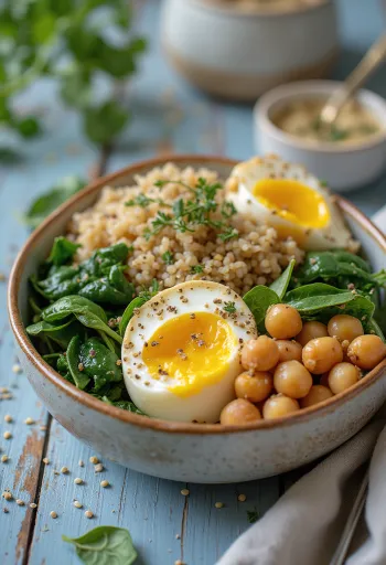 Buddha bowl s kořeněným pečeným lilkem