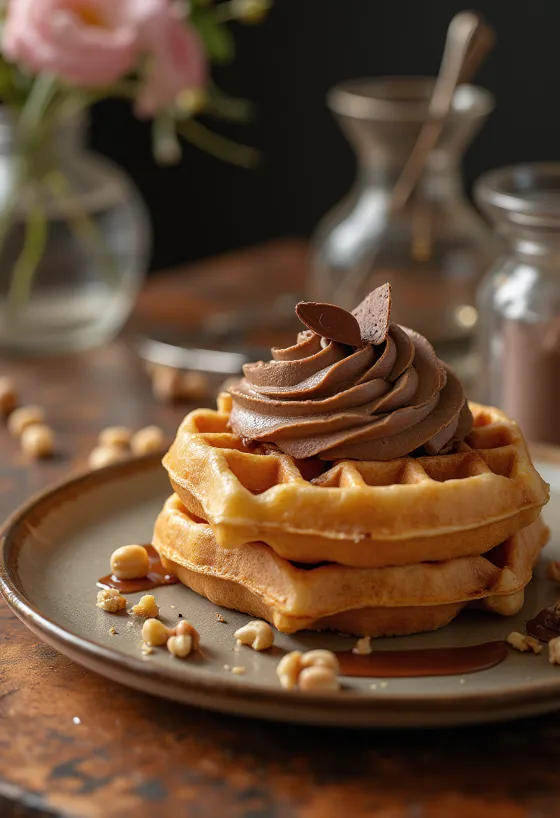 Dezert z vafle a čokoládové pěny