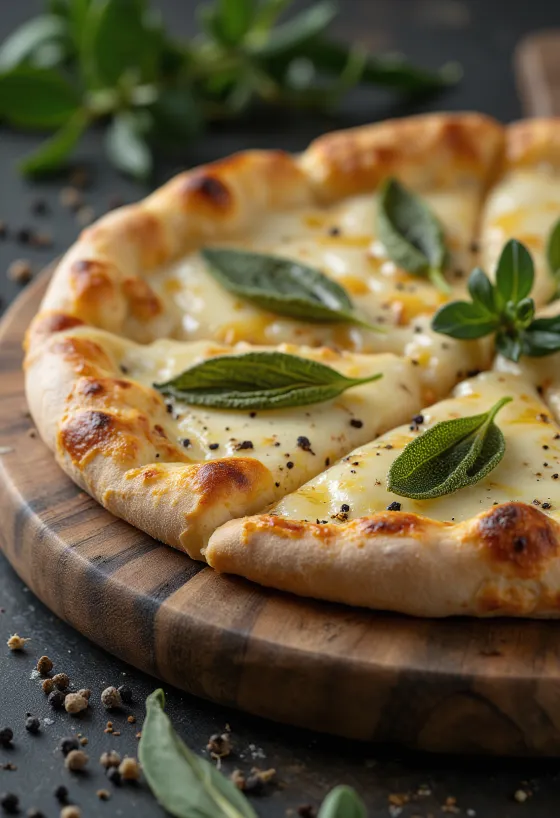 Pizza alla Salvia se šalvějí a sýrem