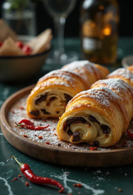 Plátky ohnivé chilli štoly při podávání