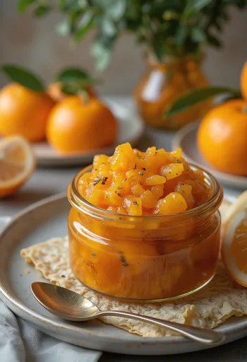 Sladkokyselé pomerančové chutney servírované