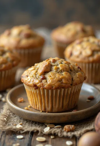 Kaštanové muffiny s ovesnými vločkami při podávání
