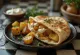 Piadina s pečenými bramborami na rozmarýnu a kozím sýrem servírovaná