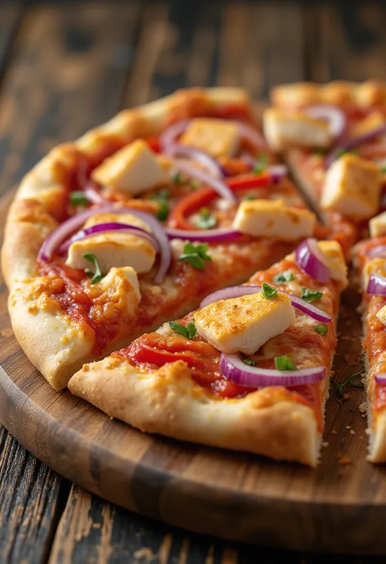 Pizza al Pollo s pečenými kuřecími prsy a čerstvým kořením