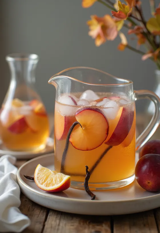 Švestkovo-vanilkový cider servírovaný