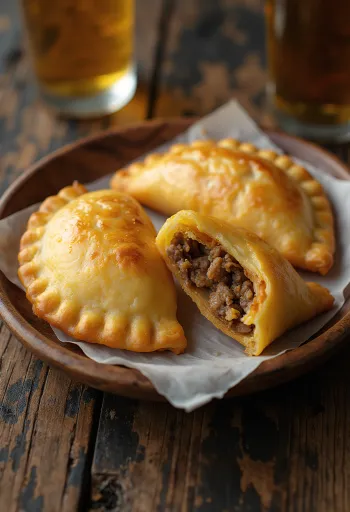 Empanadas s hovězím masem servírované s čerstvým salátem