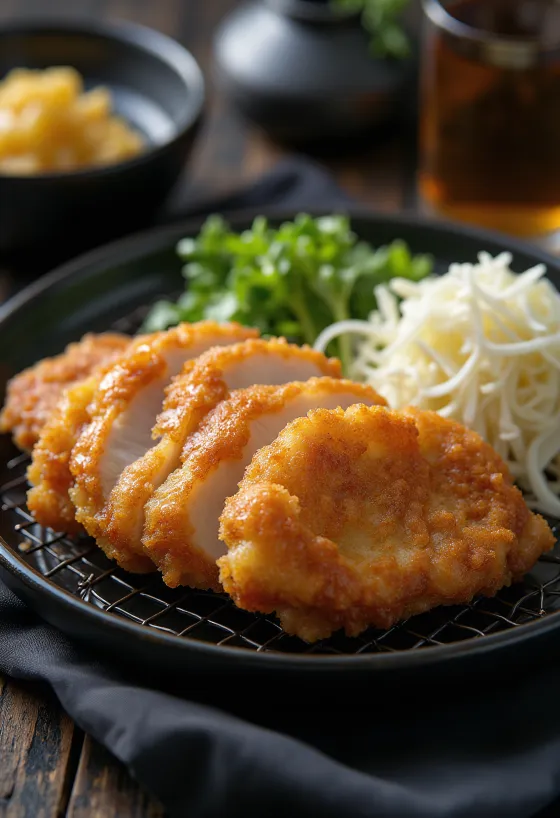 Klasické tonkatsu, křupavá obalovaná vepřová kotleta s omáčkou tonkatsu