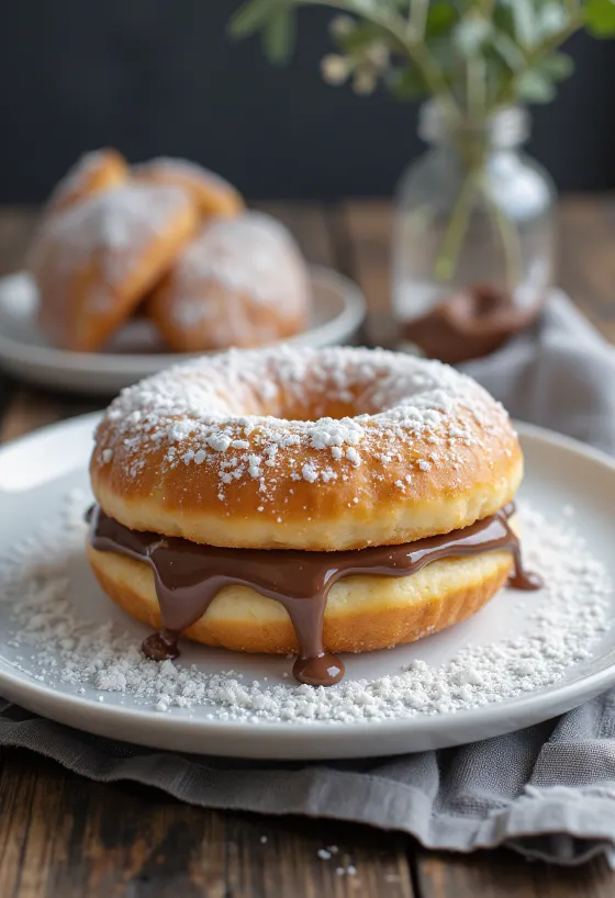 Koblihy plněné Nutellou na talíři