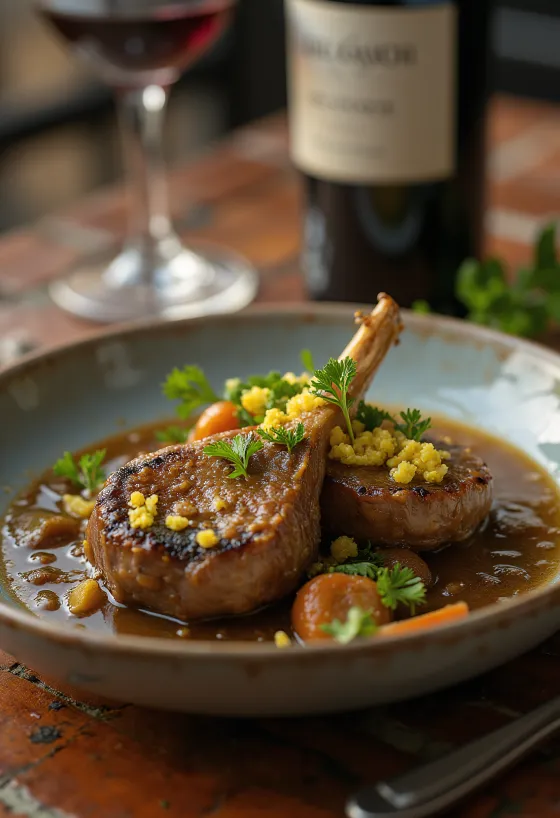 Osso buco podávané s gremolatou a zdobené čerstvou petrželkou