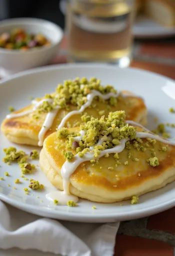 Srolované pistáciové palačinky na talíři