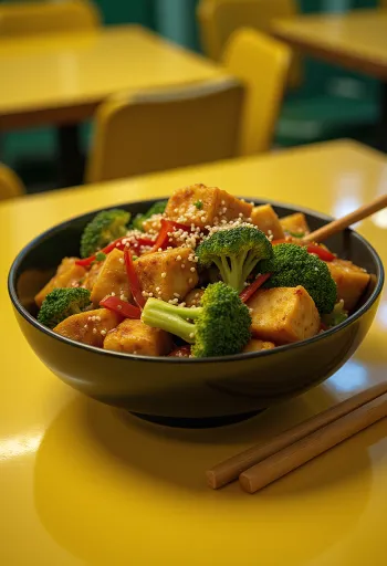 Zeleninové tofu wok s čerstvým koriandrem