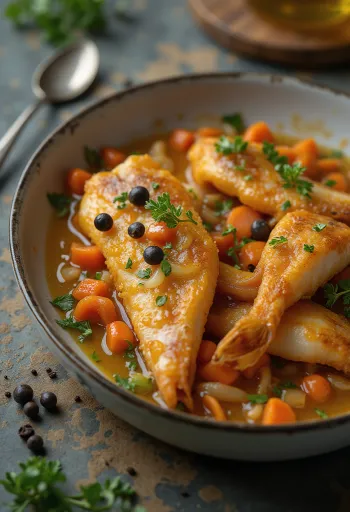 Escabeche ryba servírovaná se zeleninou