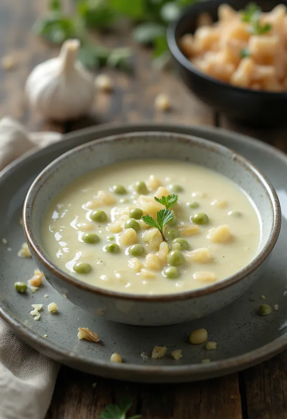 Česneková omáčka se zeleným pepřem při servírování