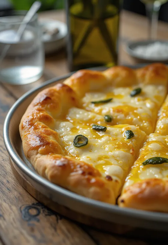Pizza all’Olio s extra panenským olivovým olejem a čerstvými bylinkami